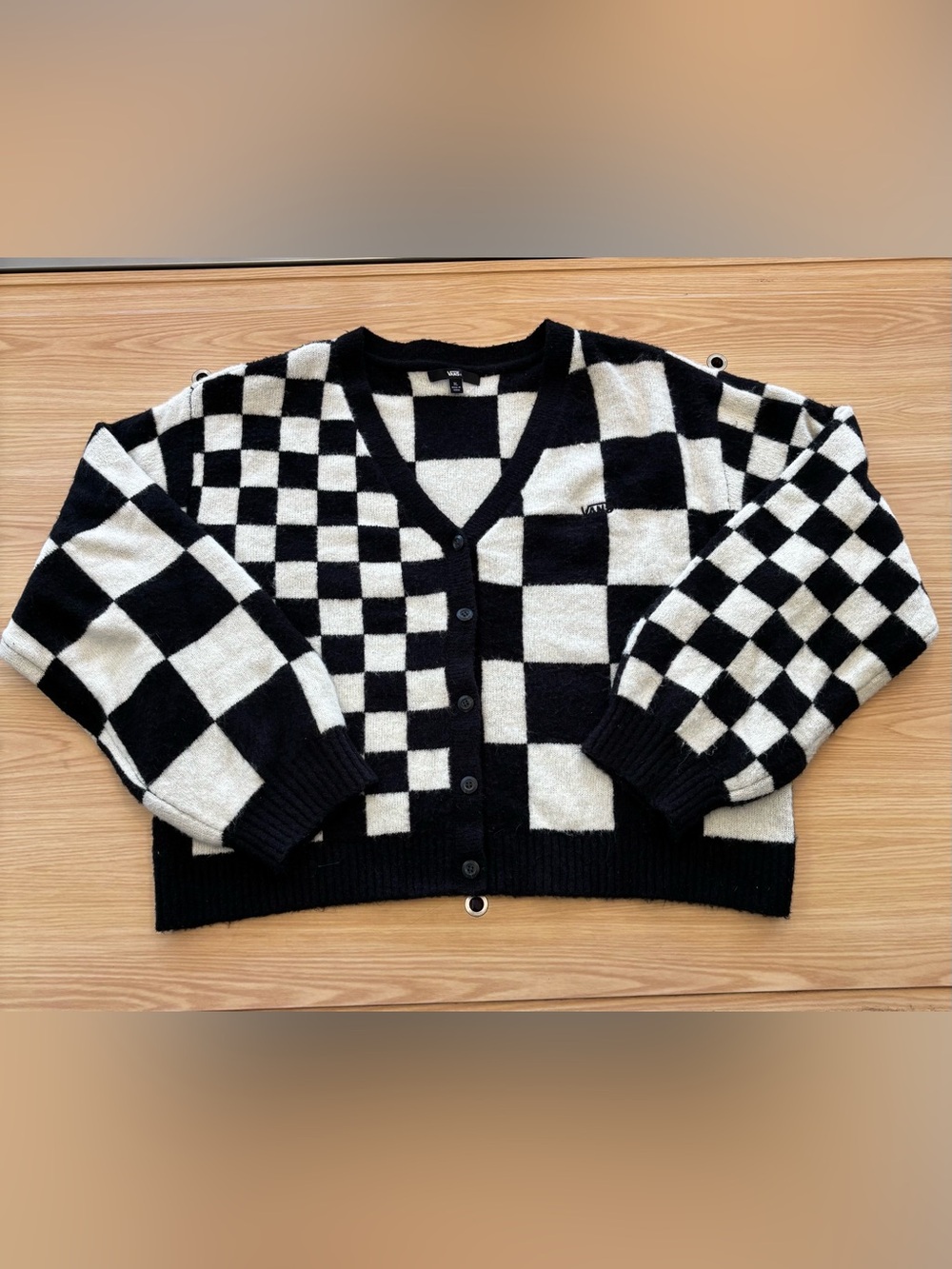 Vans cropped checkerboard cardigan